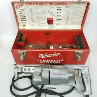 Vintage Milwaukee Heavy Duty " Sawzall " Mod 6510 In Steel Tool Box