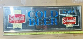 Vintage Schmidt’s Cold Beer Mirror - Perfect For Man Cave,  Home Bar.