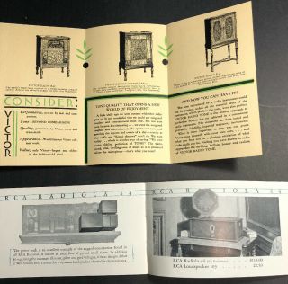 2 Dif Radio Brochures Rca Victor,  Radiola 44 Art Deco 1920’s Graphic