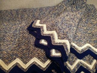 Handmade,  Crochet,  Warm,  Blue Multi,  Large,  Vintage,  Retro,  Afghan,  Throw,  Blanket,  Quilt
