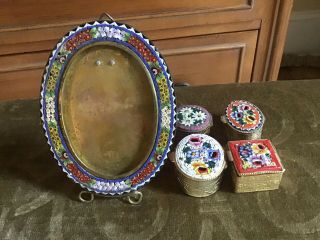 Italian,  Vintage,  Floral,  Micro Mosaic Pill/ Trinket Box,  And Frame