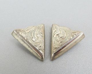 Vtg Western Cowboy Sterling Silver Collar Tips B.  C Mexican Old Stock
