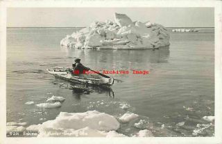 Native American Eskimo,  Rppc,  Seal Hunter In Kayak On Bering Sea,  Photo No R - 201