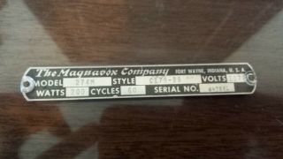 Vintage Magnavox Radio Emblem 274m Name Plate Tag Badge Antique Ft Wayne Ind
