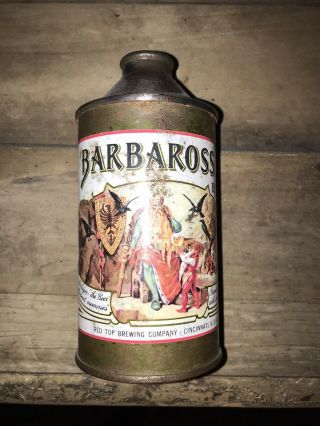 Barbarossa King Gambrinus Cone Top Beer Can - Red Top Brewing Co.  Cincinnati Oh
