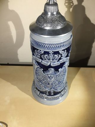 Vintage German Beer Stein From Germany W/ Lid - - Einigkeit Und Recht Und Freiheit