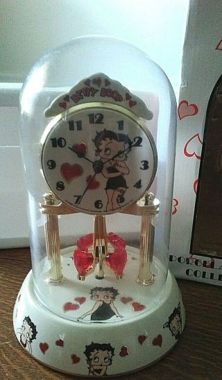 Betty Boop Porcelain Anniversary Collectible Clock W/glass Globe.  Box.