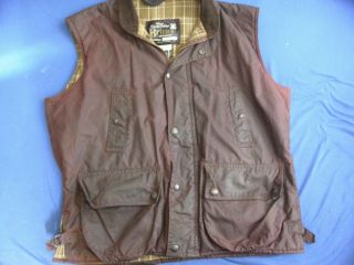 Vintage Belstaff Britton Brown Wax Gilet Vest Waistcoat Jacket Large Xl