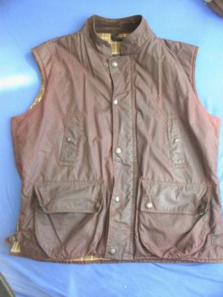 Vintage Belstaff Britton Brown Wax Gilet Vest Waistcoat Jacket Large XL 2