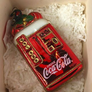 Coca Cola® Polonaise Vending Machine Glass Blown Ornament Kurt Adler