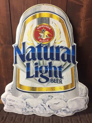 Natural Light Beer 1990 On Ice Metal Sign.  Measures 17 1/2” X 21 1/2”