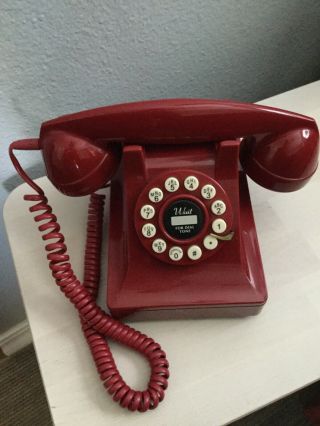 Vintage Crosley Red Telephone Model 302 Push Button Mid Century Deco