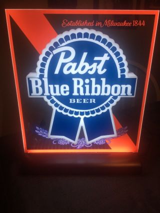 Pabst Blue Ribbon (pbr) Beer Edge - Lit Back Bar Clear Sign—11”x14”—new