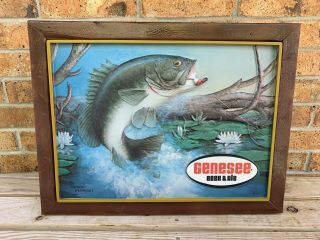 1960’s Genesee Beer & Ale Lighted Sign Largemouth Bass