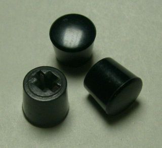 3 Vintage Small Black Switch Tips Knobs For Amp Guitar Ham Radio