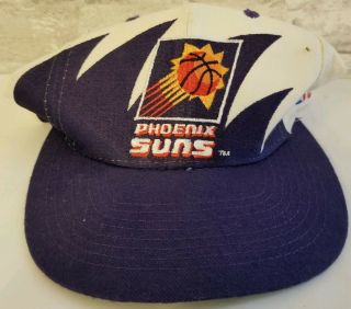 Phoenix Suns Logo Athletic Sharktooth Snapback Hat Cap Nba Vintage 90s Woolblend