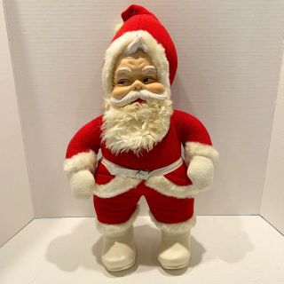 Vintage Rushton Rubber Face Plush Stuffed Santa Claus Christmas