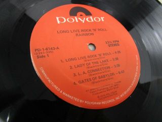 Richie Blackmore Rainbow Rising Long Live Rock N Roll Vinyl Album Record LP 3
