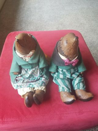 Judy Wachlin Handmade Animal Doll Set,  Hedgehogs,  Vintage,  Collectible,  Signed