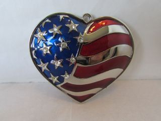 Lenox Heart Of America Patriotic Usa Flag On Heart Christmas Ornament 4th July