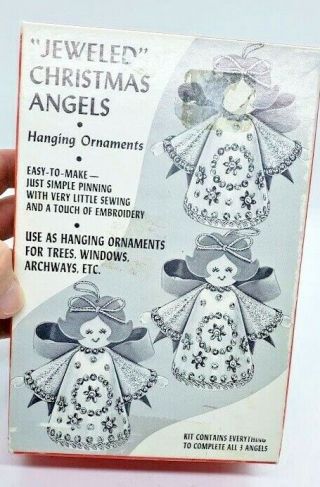 Bucilla Jeweled Christmas Angels Sequin Needlework Vintage Ornament Kit Vintage