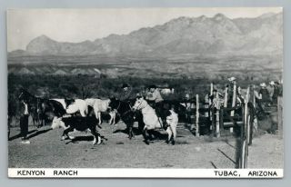 Kenyon Dude Ranch Tubac Arizona Rppc Vintage Photo Cowboy Postcard 1949