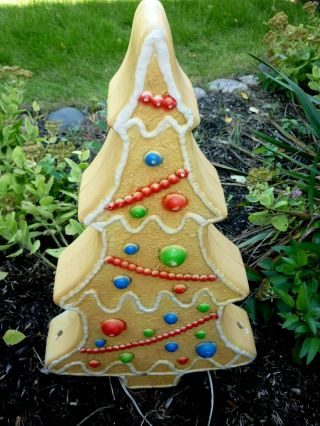 Vintage Gingerbread Colored Tree Blow Mold Lighted Union 28 "
