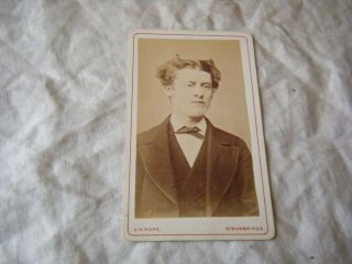 Antique Cdv Photograph,  Young Man With Great Hair Style,  Gh Pope,  Stourbridge