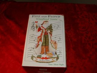 Fitz And Floyd Woodland Santa Musical Figurine - Silent Night - 8 1/2 " Tall Mib