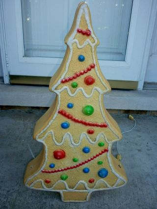Vintage Ginger Bread Tree Multi Colored Blow Mold Lighted Union 28 "