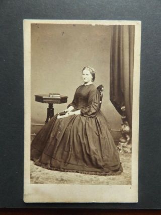 Vintage Irish Victorian Cdv - Studio Posed Seated Female - C 1870 - 80