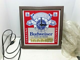 Nos.  Budweiser Clydesdales Lighted Clock Advertising Sign 1984