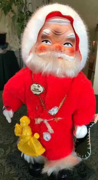 Vintage Limmers Susse Geschenke Santa With Toy & Stocking German Made.  16” Tall