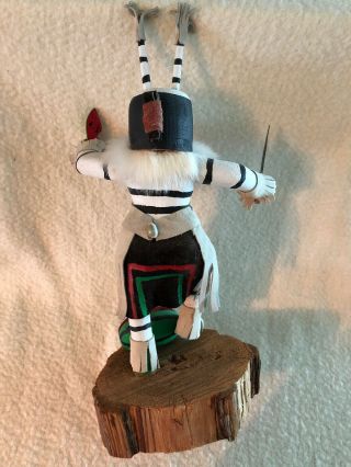 Vintage Watermelon Clown Kachina Doll Signed By A.  P.  14 Inches Tall On Wood Base 2