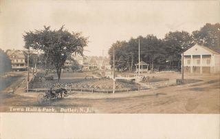 Butler,  Morris County,  Nj Town Hall & Park Overview,  Real Photo Pc C 1910 - 20