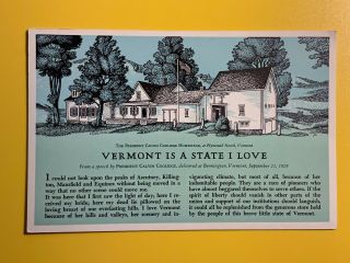Vermont Is A State I Love President Calvin Coolidge Homestead Large Postcard