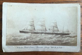 Antique Carte De Viste Photograph White Star Line Steam Ship Oceanic