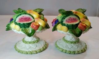 Fitz And Floyd Classic Calypso Tropical Fruit Taper Candle Holder