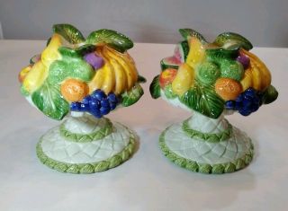 Fitz and Floyd Classic Calypso Tropical Fruit Taper Candle Holder 2