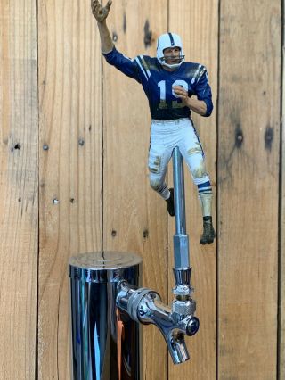 Baltimore Colts Tap Handle Johnny Unitas Beer Kegerator Nfl Football Blue Jersey