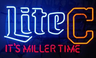 Cleveland Indians Baseball Miller Lite Beer Glass Neon Light Sign