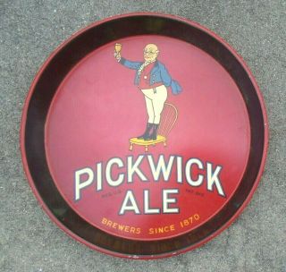 Graphic Old Tin Litho Beer Serving Tray Advertising Pickwick Ale