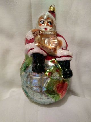 Christopher Radko 1986 - 1995 Santa On Top Of The World Christmas Ornament 6 " 