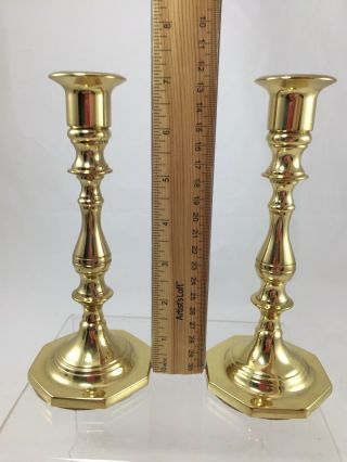 Polished BALDWIN BRASS Candlesticks FORGED IN AMERICA Heavy 7 3/8” 2