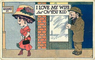 1912 " I Love My Wife " Stereotype - Anti - Semitic Jewish/judaica Postcard