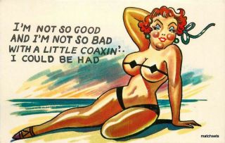 1950s Sexy Bikini Pin Up Humor Artist Impression Postcard Tichnor 4625