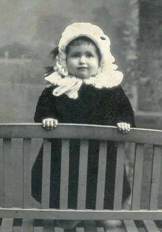 Antique Cdv Photo Darling Little Girl W Fancy Bonnet Germany