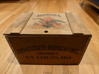 Vintage Budweiser Anheuser Busch Wooden Beer Crate Box
