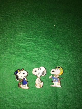 Vintage Snoopy Pins Aviva Peanuts Joe Cool Snoopy Golfer And Happy Snoopy
