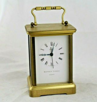 Vintage Matthew Norman London 1754 Swiss Quartz Brass Carriage Clock